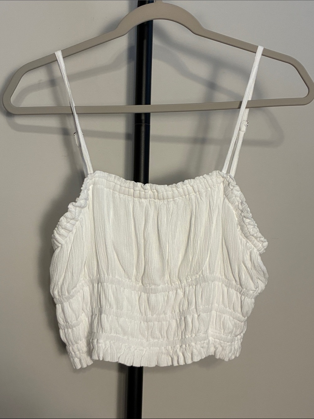 Japna White Ruched Crop Top
